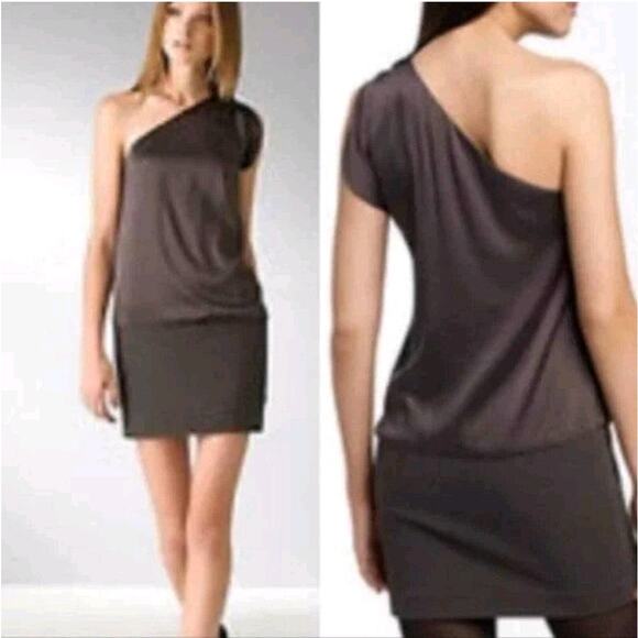 Theory Sharin black silk one shoulder dress women's Size 4 Quiet Luxury matrix - Picture 1 of 10